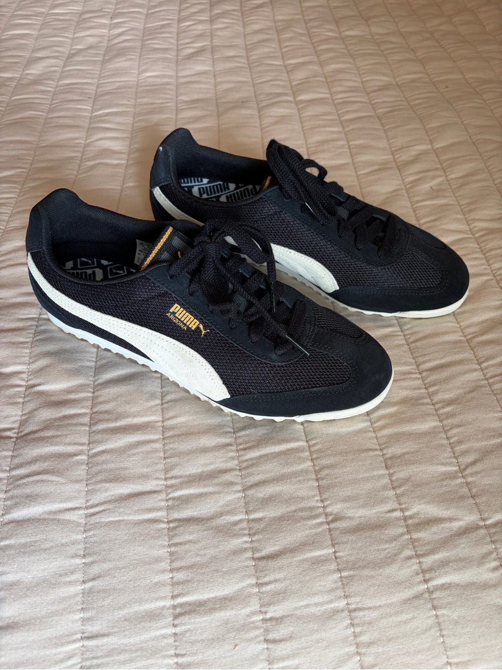 Puma Black and White Retro Runner Sneakers